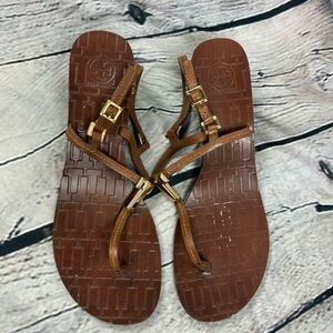 Tory Burch Brown Leather Wedge Sandals Women’s size 10M